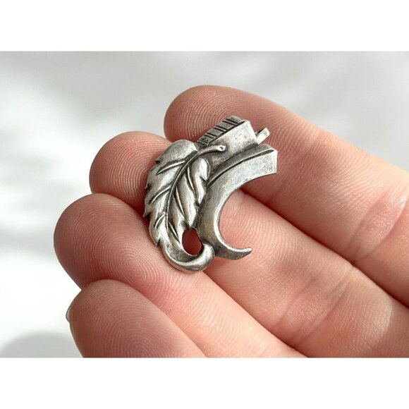 Antiqued Leaf Foliage Shaped Teeny Sterling Silver 925 Vintage Pendant | Charm - Picture 10 of 10